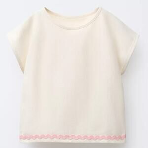 ZARA Girls Wavy Trim Pique NWOT Top | 3T